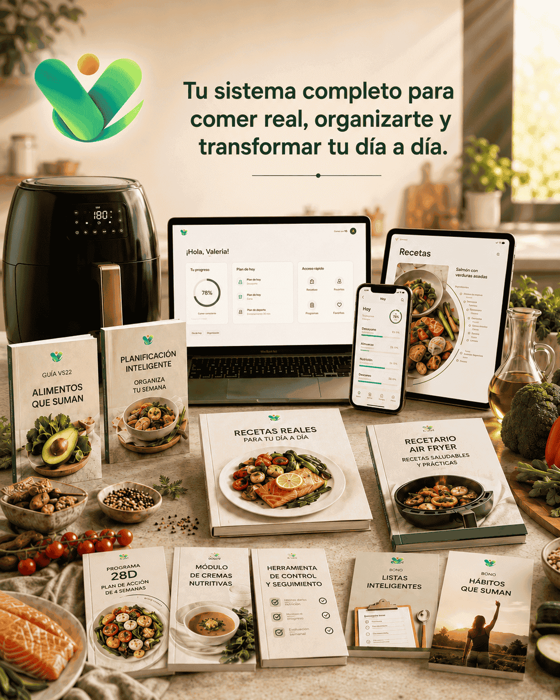 Vista promocional del sistema de comida real